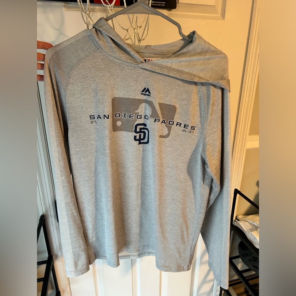 MLB Authentic San Diego Padres Long Sleeve Shirt with Hood size small